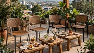 Rattan Cafe Plastic Chairs - Brand New