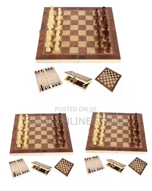 3-in-1 Wooden Folding Chess Set