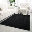 1.5 x 2m Soft Fluffy Center Carpet - Black Medium Shaggy Rug - 1