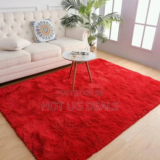 Medium Fluffy Shaggy Center Carpet 1.5m x 2m - Red - 1