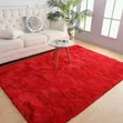 Medium Fluffy Shaggy Center Carpet 1.5m x 2m - Red - 1