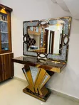 Golden Console Table with Mirror - 1
