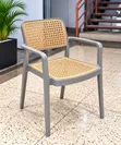 Modern Rattan Plastic Chairs with Armrests - 2