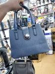 Blue Textured Faux-Leather Handbag - 1