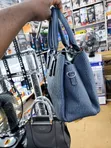 Blue Textured Faux-Leather Handbag - 3