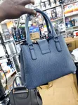Blue Textured Faux-Leather Handbag - 4