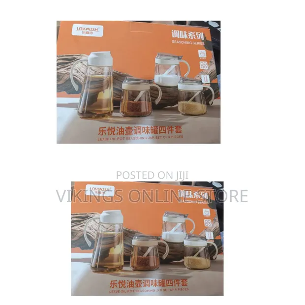 4 Pcs Oil Jar (650ml) & 3 Pcs Condiment Jars (400ml) - 1