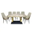 Modern Rectangular Marble-Top Dining Table Set - 2
