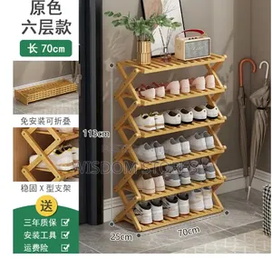 6 Layer Collapsible Bamboo Shoe Rack