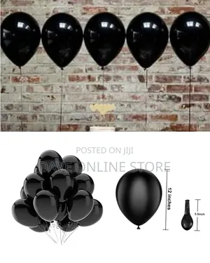 12 Inch Matte Black Balloons (100 Pieces)