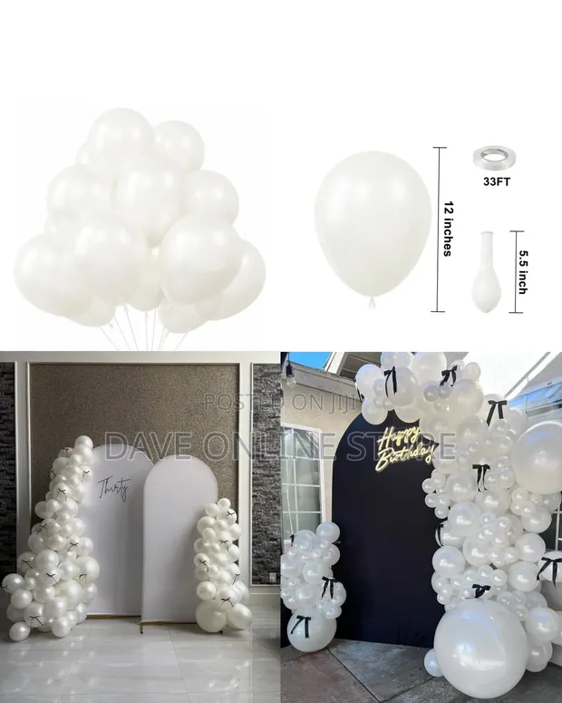 12 Inch White Ivory Matte Balloons (100 Pieces) - 1