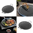 Stainless Steel Round BBQ Grill Frying Pan with Handle - 1