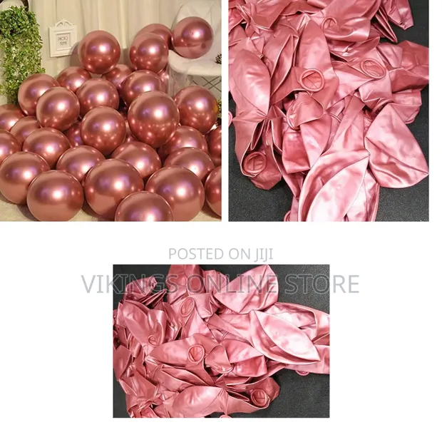 100 Pcs Rose Pink 12-Inch Chrome Metallic Balloons - 1