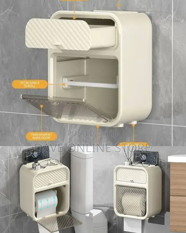 3-in-1 Wall-Mounted Toilet Paper Holder & Bathroom Organizer - 1