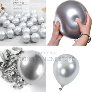 12-inch Pearl Latex Silver Balloons (50 PCS)
