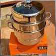 34cm 3-Tier Stainless Steel Food Steamer - 1