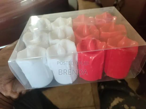 White and Red 12 Medium LED Battery Operated Candles - 1