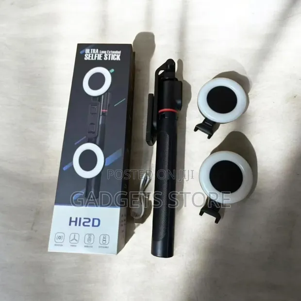 H12D 4-in-1 Ultra Long Extended Selfie Stick with Ring Lights - 1