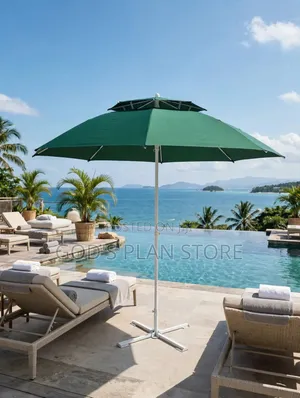 Adjustable Height Beach Umbrella - Green