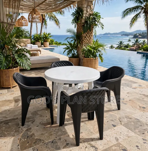 Diamond Back Plastic Chairs and Table Set - 1