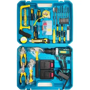 Multi-Piece Cordless Drill and Hand Tool Set with 2 Batteries