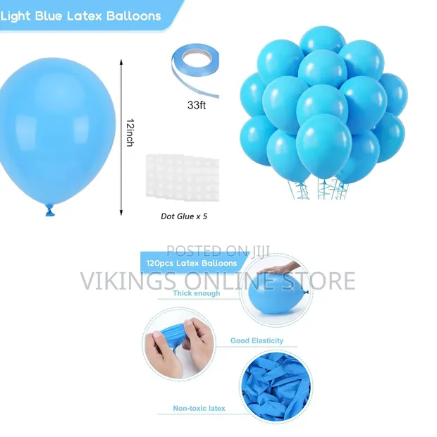 100pcs 12 Inch Light Blue Latex Balloons - 1