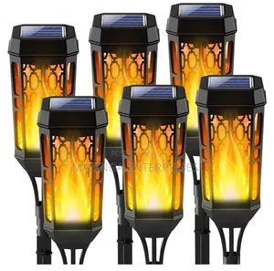 6pcs Solar Torch Lights - Flickering Flame Effect