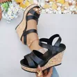 Strappy Cork Wedge Shoes - 1