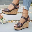 Strappy Cork Wedge Shoes - 3