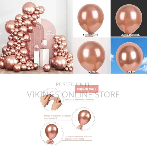 50 Pcs Rose Gold Chrome Balloons (12 Inch) - 1