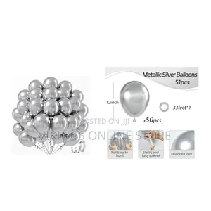 Metallic Silver 12-Inch Latex Balloons (50pcs)