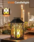 Solar Outdoor Lantern with Flicker LED Candles (2 Pack) - 1
