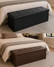 Brand New Faux Leather Tufted Folding Storage Bench - 1