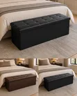 Brand New Faux Leather Tufted Folding Storage Bench - 2