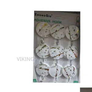 9-Piece Zhongqiu Marble-Patterned Self-Adhesive Wall Hooks