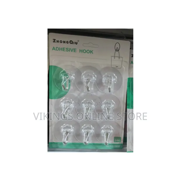 Transparent Adhesive Wall Hooks (Pack of 9) - 1