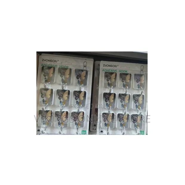 Pack of Self-Adhesive Wall Hooks (Butterfly Design) - 1