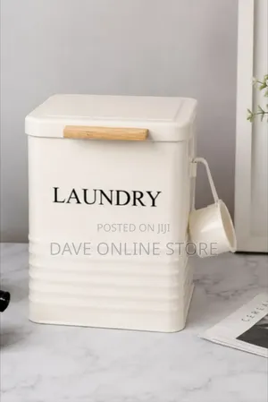 Farmhouse-Style Metal Laundry Detergent Storage Bins