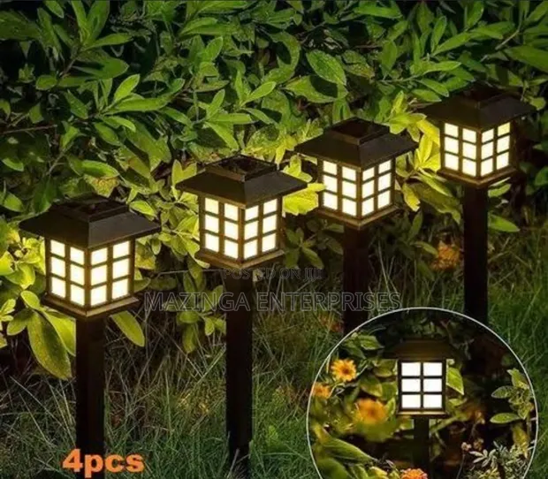 4pcs Warm White Outdoor Solar Pathway and Garden Lights - 1
