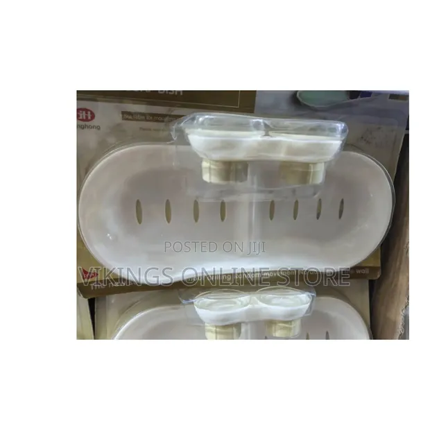 White Double Compartment Wall-Mounted Soap Dish - 1