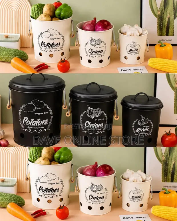 Farmhouse-Style Kitchen Vegetable Canisters (Set) - 1