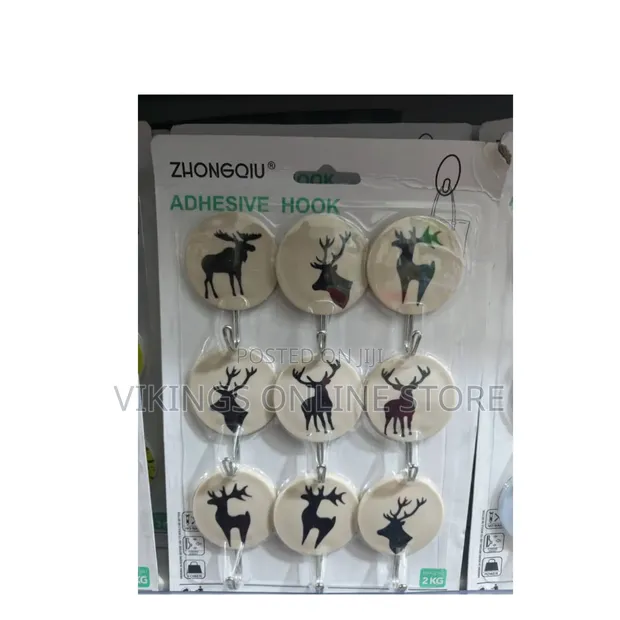 9-Piece Pack Decorative Wall Hooks - Rustic Deer Silhouette - 1