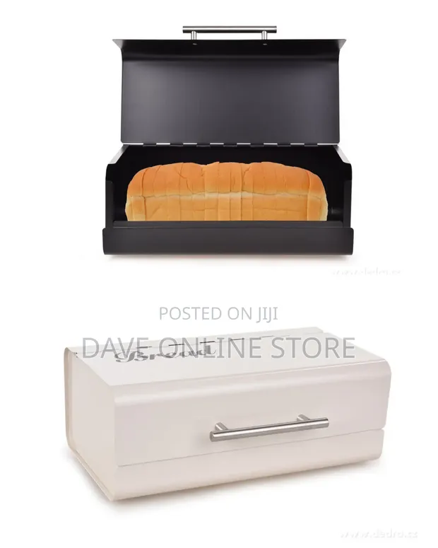 Matte Black Galvanized Steel Bread Box - 1