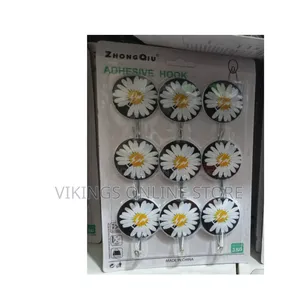 Decorative Daisy Adhesive Wall Hooks (3kg Capacity)