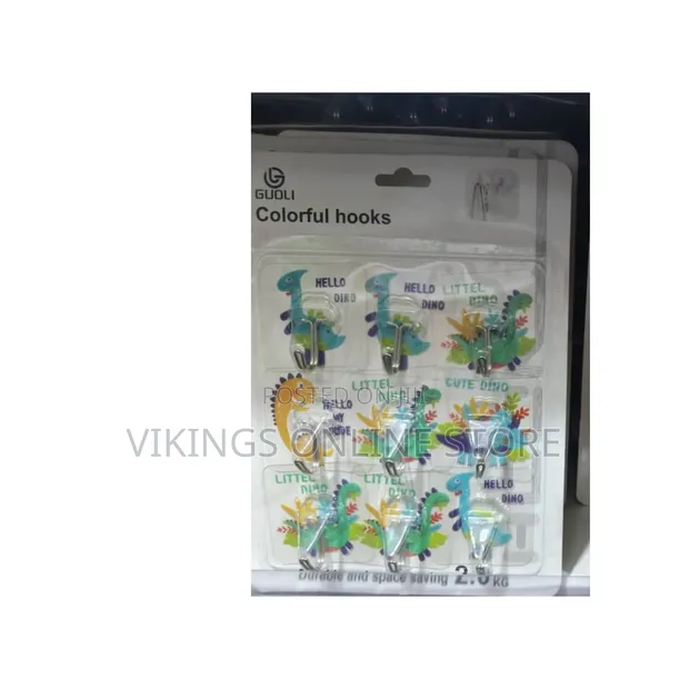 Pack of Guoli Colorful Cartoon Dinosaur Adhesive Hooks - 1