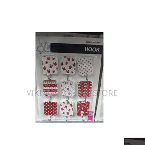 Pack of 9 Decorative Red & White Holiday Wall Hooks