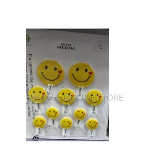 Self-Adhesive Yellow Smiley Face Wall Hooks (Brand New)