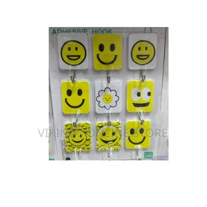 Pack of Self-Adhesive Wall Hooks - Cheerful Emoji & Smiley Design