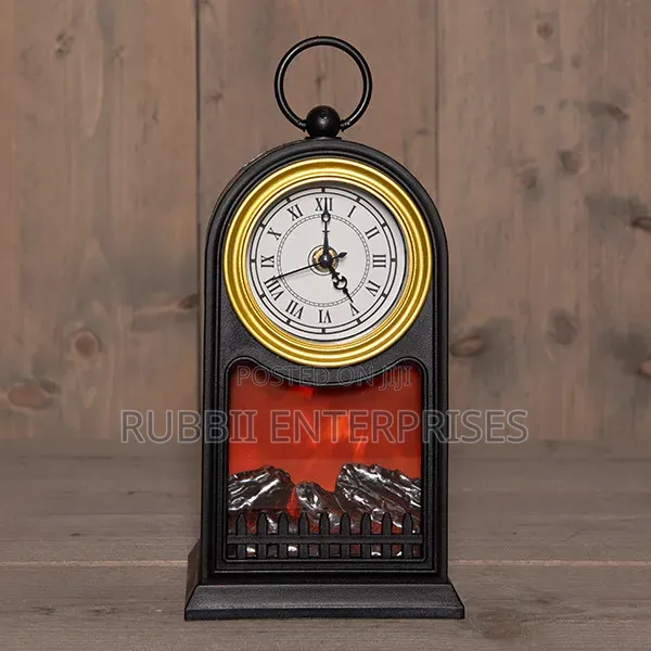 LED Fireplace Lantern With Clock (25cm) - 1