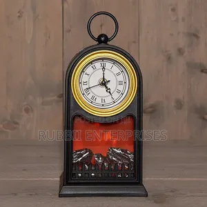 LED Fireplace Lantern With Clock (25cm)